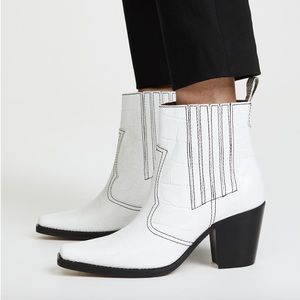 GANNI White Western Ankle Boot